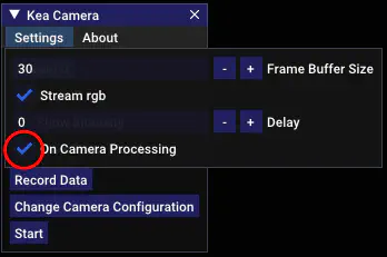 on camera processing switch